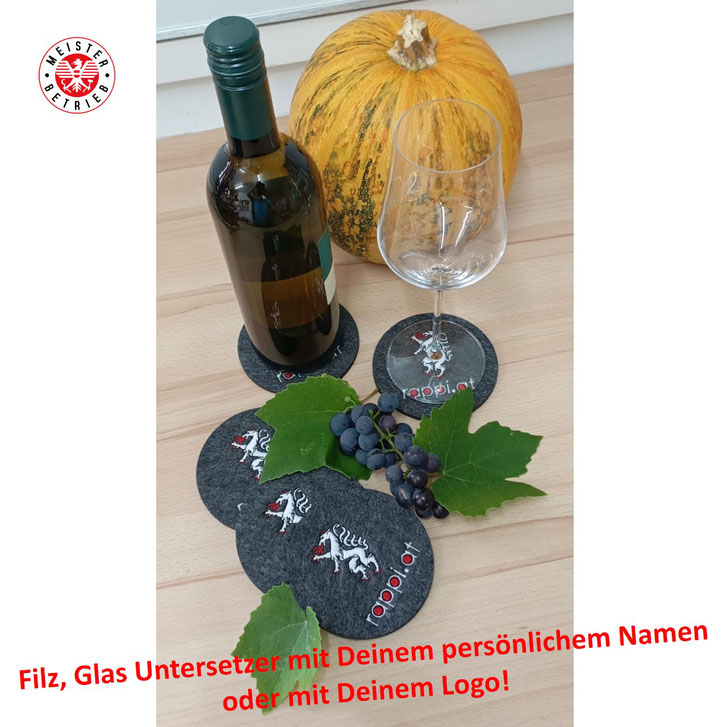 Stickerei Druckerei Flaschen Glas Untersetzer Filz persönlichen Namen bestickt bedruckt kauf in der nähe expressstickerei Stadtgemeinde Leibnitz fachmann Steiermark Graz Bestseller mit meinem Logo sportlich Made in Austria Berg Naturwacht Bergwacht Tirol