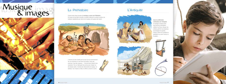 cahier musique illustration bleu