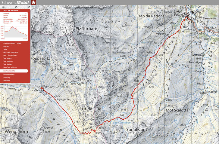 Wanderung von Juf über die Fuorcla da la Valletta nach Bivio