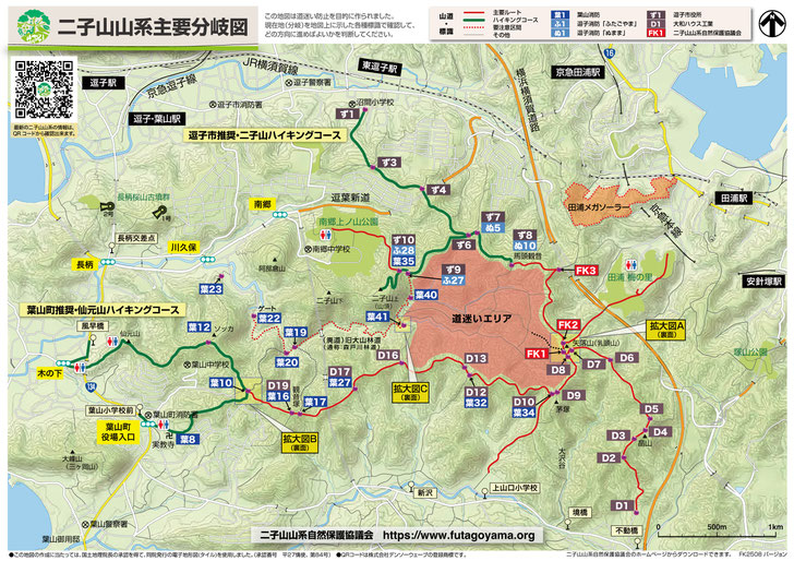 二子山山系主要分岐図