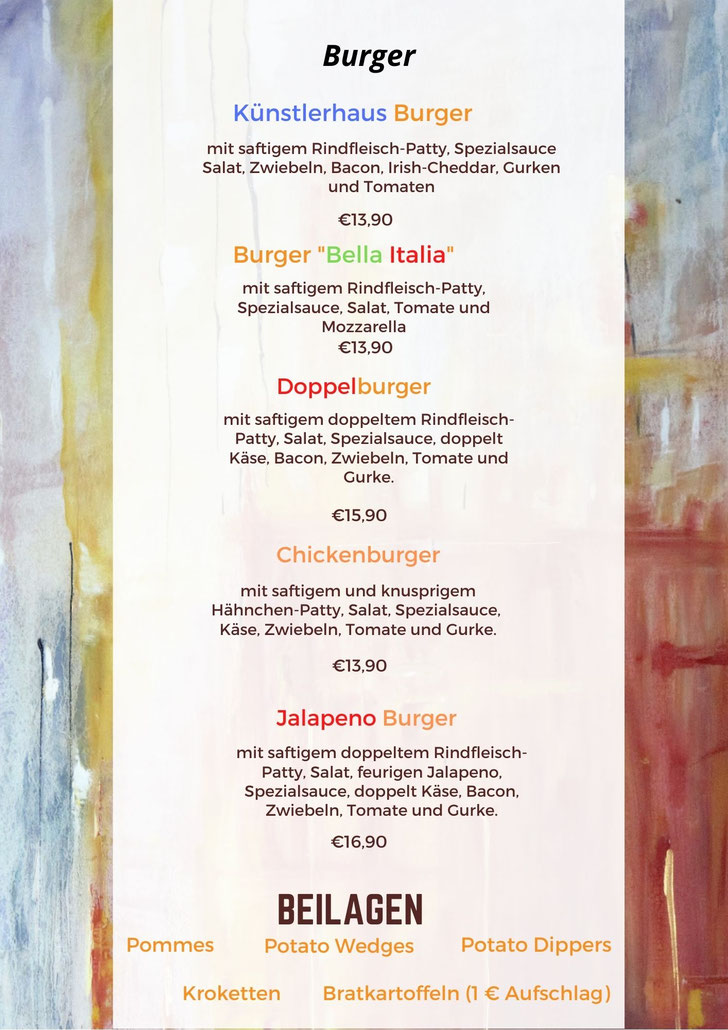 Jalapeno, Burger, Gladenbach, Restaurant in der Nähe, Restaurant Künstlerhaus Lenz, Restaurant in Gladenbach, Rösti, Schnitzel, Lieferservice in Gladenbach, Lieferdienst in Gladenbach, Erdhausen