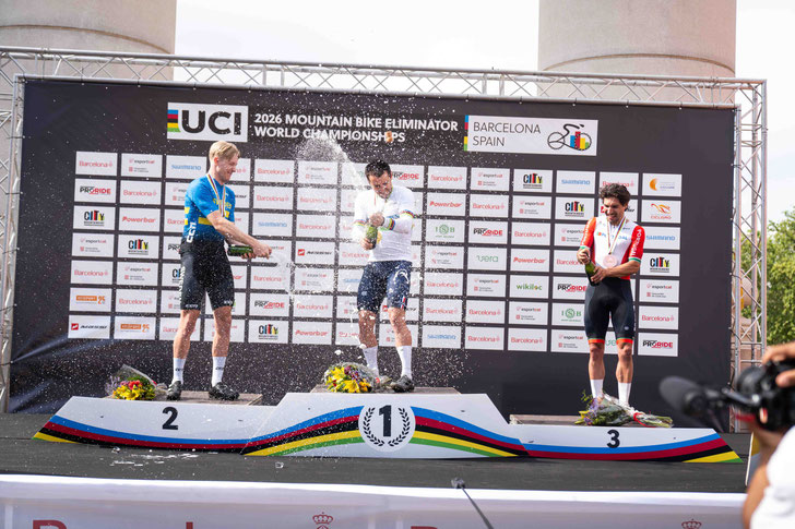 corratec Mountainbike Racingteam feiert WM-Sieg in Barcelona ©MTB Racingteam