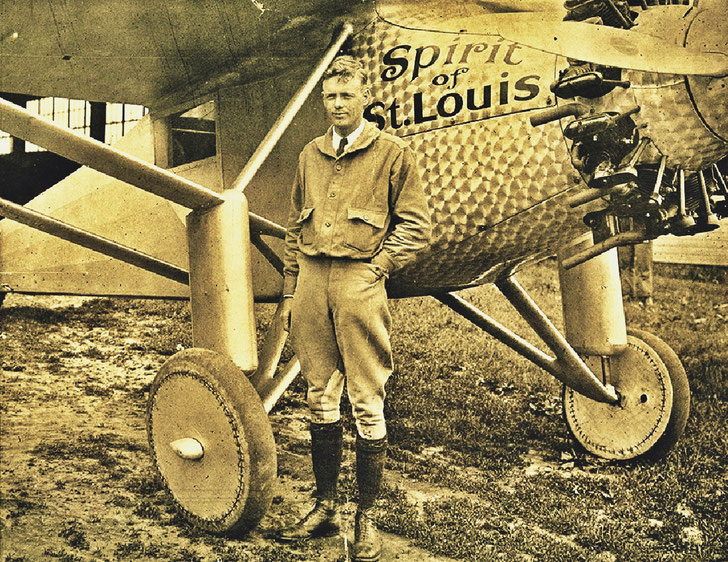 Charles Lindbergh and his airplane the »Spirit of St. Louis« made the first non-stop flight from New York to Paris in 1927 – Inspiration for the oil paintings »Atlantic Ccrossing« by Multimedia Artist Pedro Meier – Photo Archive Pedro Meier