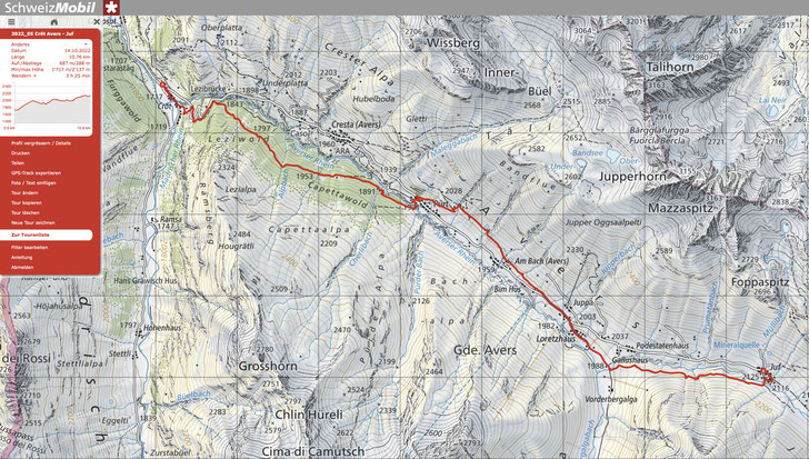 Wanderung von Cröt nach Juf im Avers