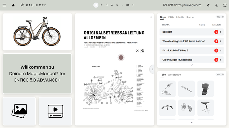 Screenshot der MagicManuals® von Kalkhoff 