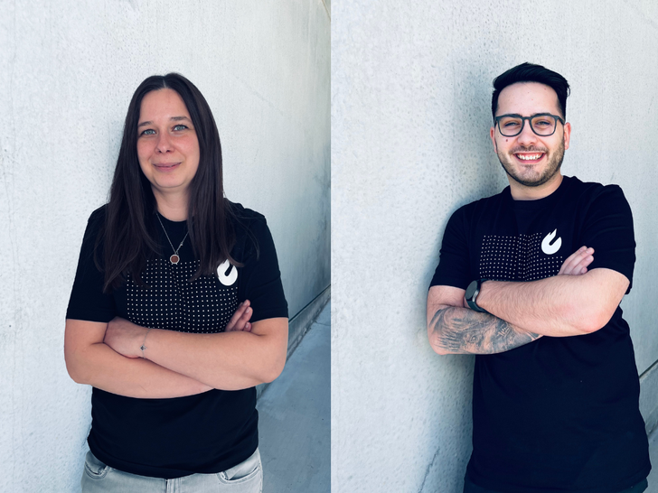Hanna Reeck als Teamleitung Sales Operation und Drenic Ott als Customer Service Specialist. ©Hepha