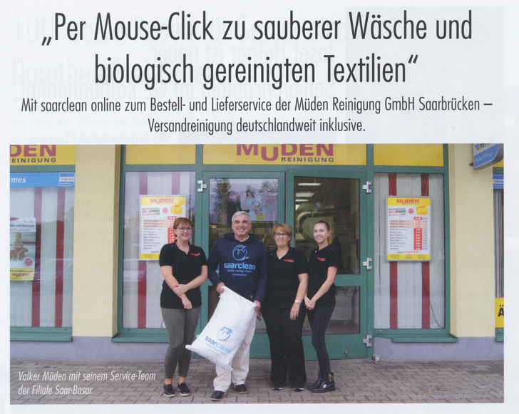 Versandreinigung-mueden.de, Leistungen, Presseberichte, Saarbrücker Zeitung, Per Mouse-Click zu sauberer Wäsche