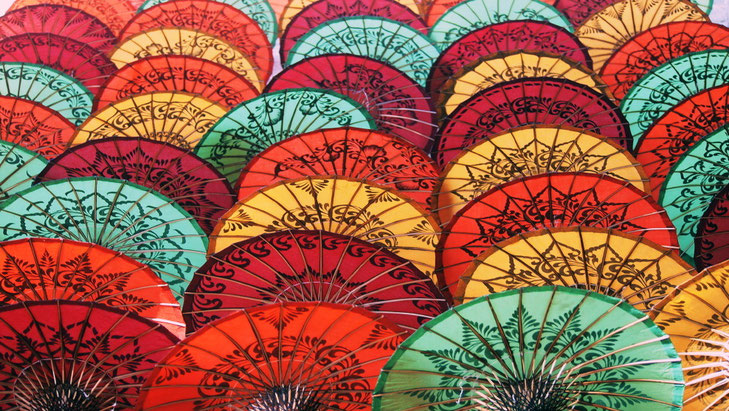Parasols, Bagan, Myanmar
