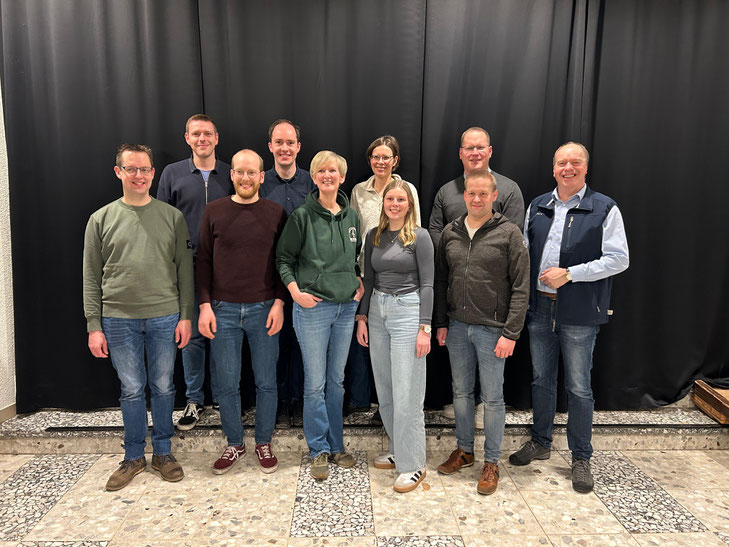 v.l.n.r.: Kai Hesping, Jonas Wullkotte, Manuel Tieke, Noel Leah Hibbe, Marius Wullkotte, Christopher Greß, Johanna Miltrup, Reinhard Greß, Johanna Steggemann