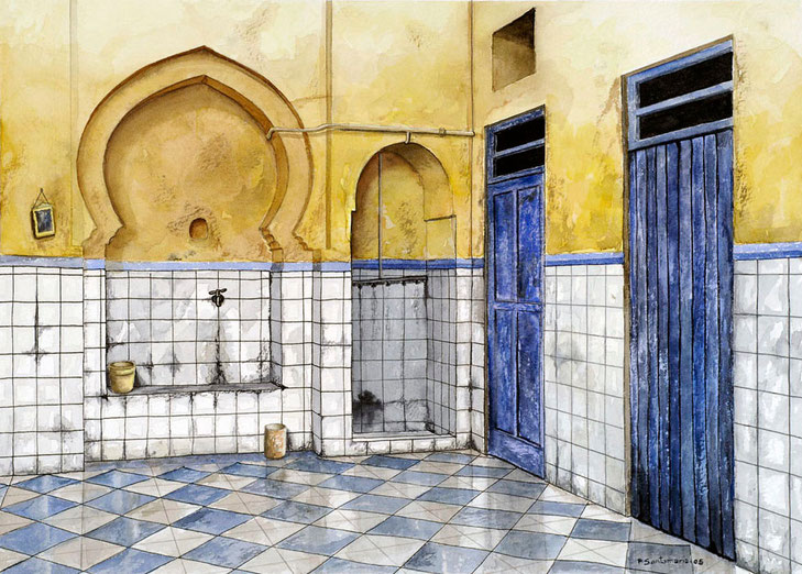 Umbral (Baño público marroquí) 2005, acuarela 27X37 cm