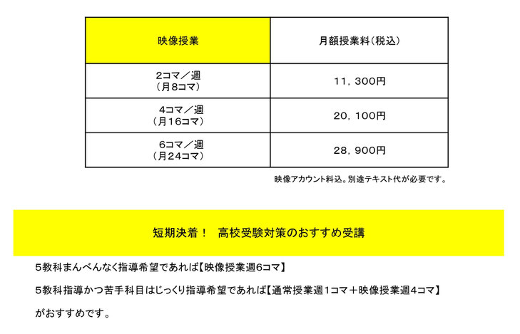 伊万里　塾　研青館　映像授業　料金