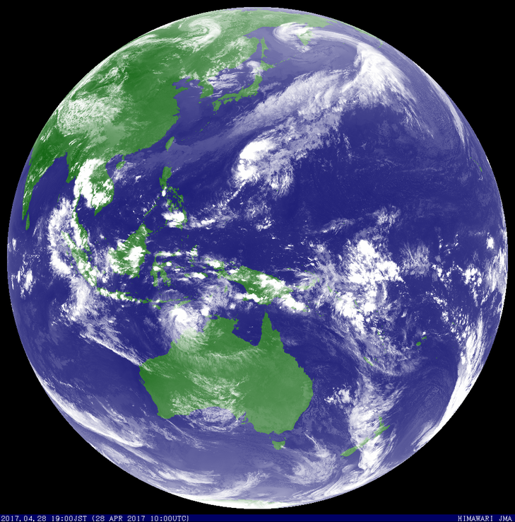 Satellite image of tropical cyclone Frances off the north west coast of Australia. Image from JMA