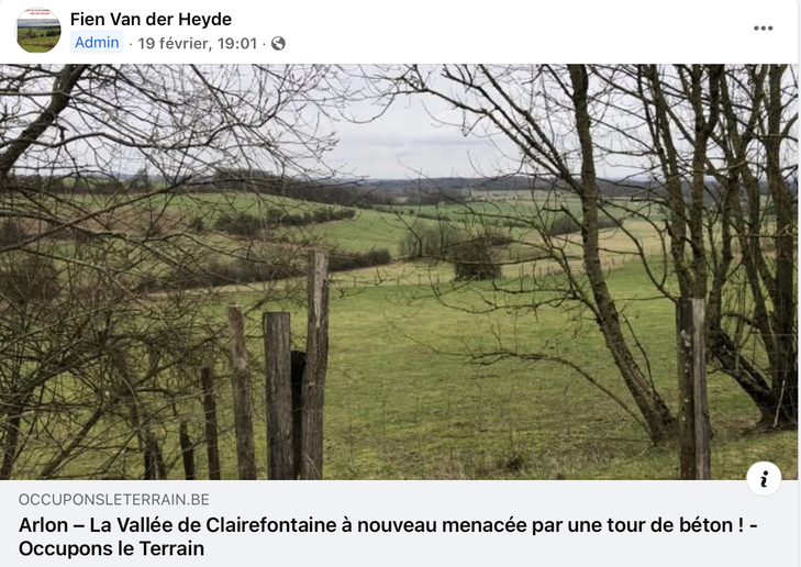 Facebook-Post op der Säit "Sauvegarde de la Vallée de Clairefontaine Arlon"