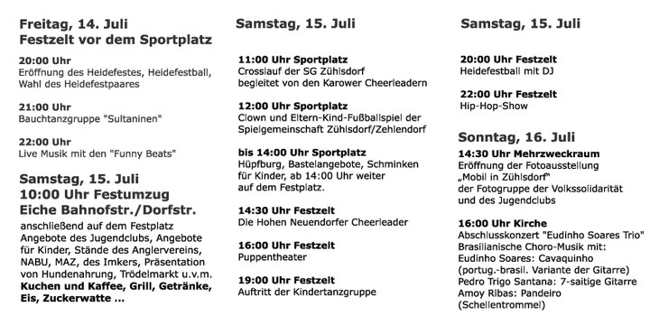 Heidefest Programm 2017