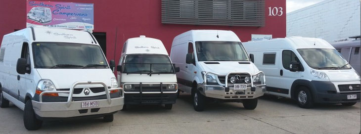 customer vehicles in front of the Southern Spirit workshop in Brisbane