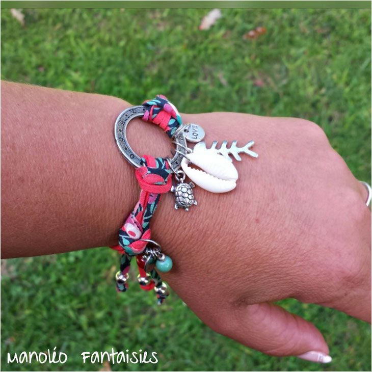 bracelet sans fermoir manoleo fantaisies coquillage poisson tortue perles chic boho bohème