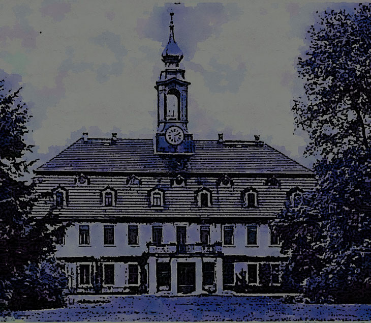 Schloss Berreuth, so wie es bis 1947 noch stand (Parkseite) / Bildgrundlage: www.alleburgen.de
