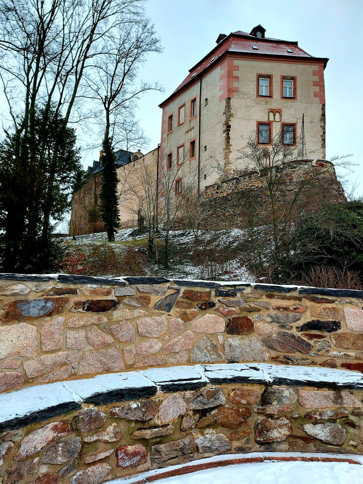 Schloss Wolkenburg, von den Zinnen der Warte aus gesehen