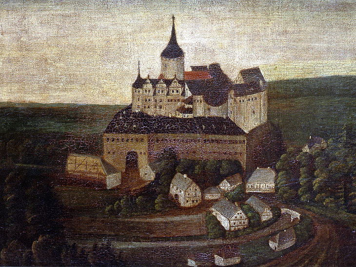 Gemälde von Schloss Weesenstein, um 1700 (www.schloss-weesenstein.de)