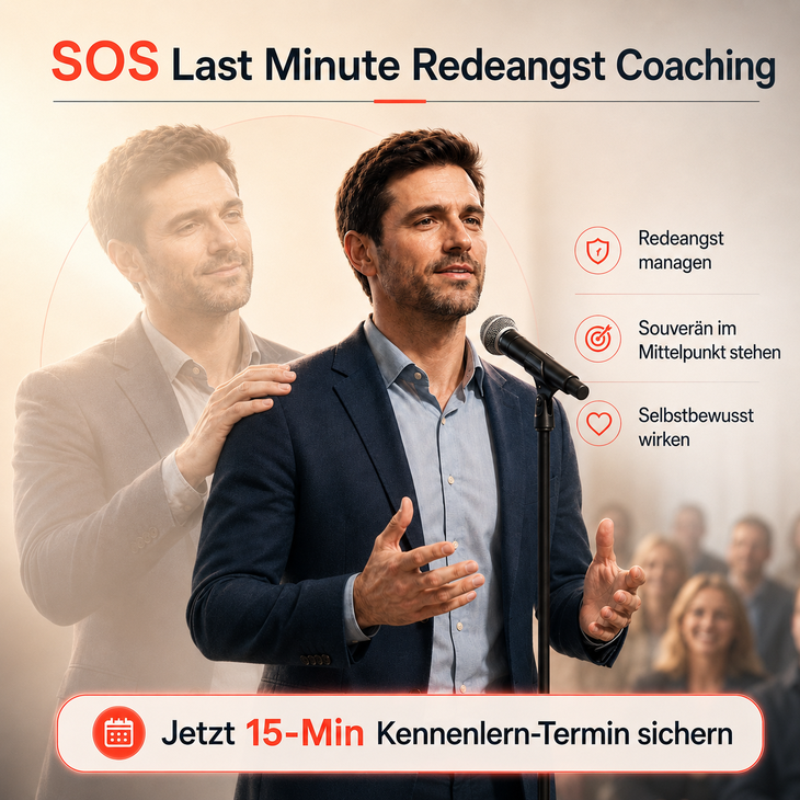 Coaching kurzfristig bei Redeangst, SOS Rhetorik Coaching für Vortrag finden
