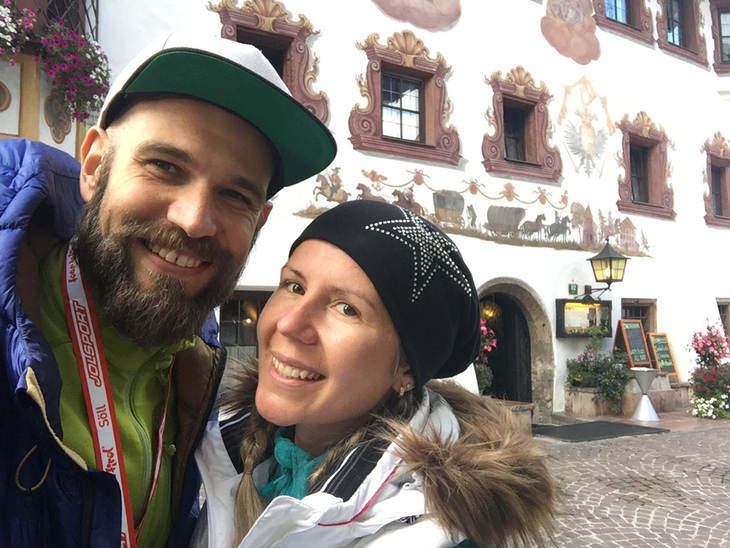 einfach nur happy mit Dani nach 3 Tagen Laufen (75 km 3600 Höhenmeter)