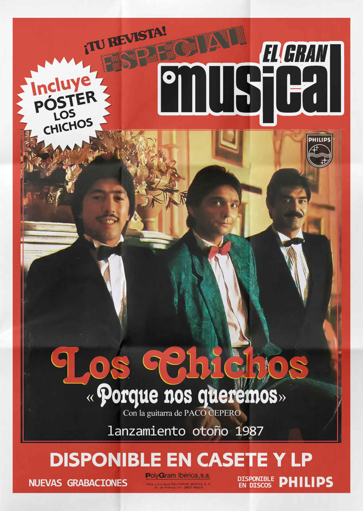 Póster lanzamiento de su nuevo disco Porque nos queremos 1987, disponible e discos PHILIPS