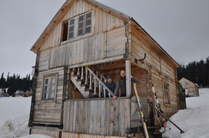 Our wooden hut in Bakhmaro, 16/02/2016.