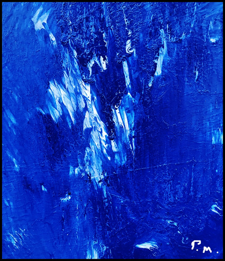 Pedro Meier – Der blaue Tag – Paraphrase zu Hermann Hesse, Der Steppenwolf – Öl, Lack auf Leinwand – Artwork by Pedro Meier, Lyriker, Schriftsteller, Multimedia Artist, Conceptual Art, Spoken Word Performance, Krimiautor, Autorenlexikon AdS Schweiz