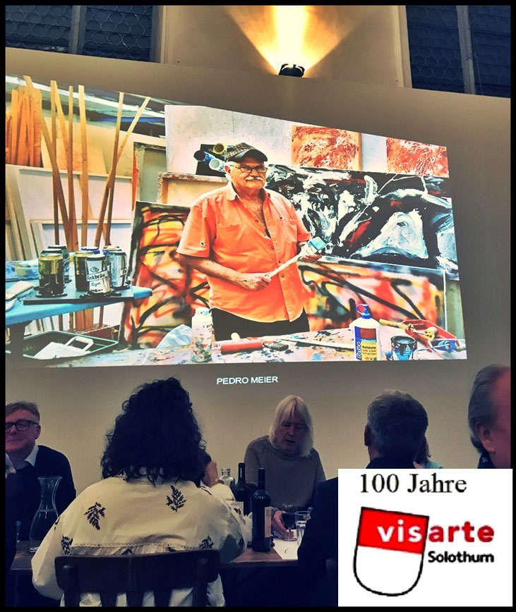 Pedro Meier, 100 Jahre Visarte Solothurn, Festakt im Haus zur Kunst St. Joseph, Solothurn, Diashow Solothurner Künstler, Photo 2025 by Pedro Meier, Lyriker, Schriftsteller, Multimedia Artist, Conceptual Art, Spoken Word Performance, Niederbipp Jurasüdfuss