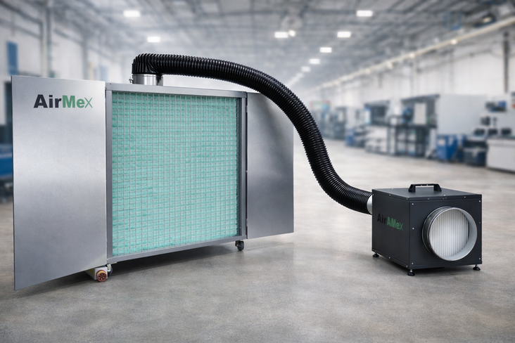 AirMex WallMex Absaugwand mit ATEX-Motor für Farbnebel und Lackierdämpfe