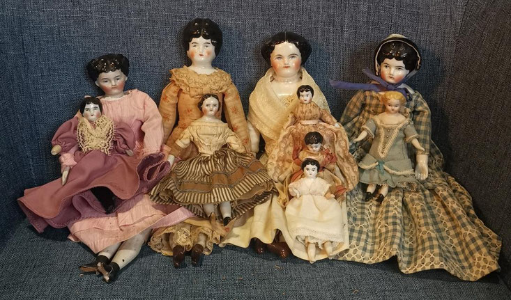 Antike Schulterkopf Puppen