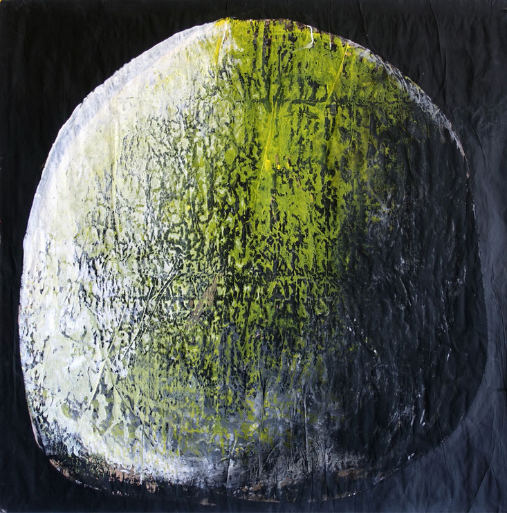 "23-003" - 150 x 150 cm, acrylique/papiers krafts encollés, 2023