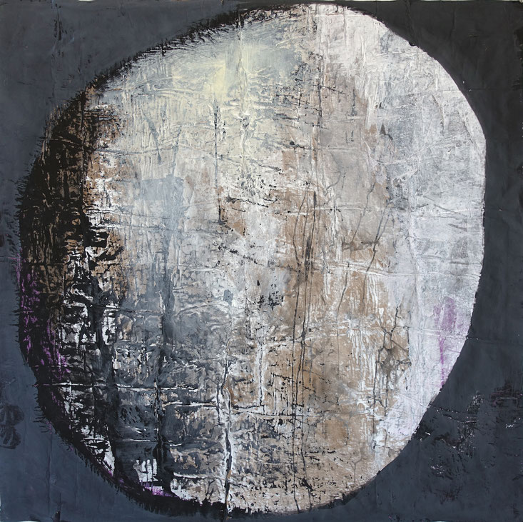 "23-005" - 150 x 150 cm, acrylique/papiers krafts encollés, 2023