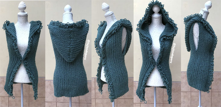 Chaleco Con Capucha De Una Pieza Tejido A Crochet Imitacion Tricot