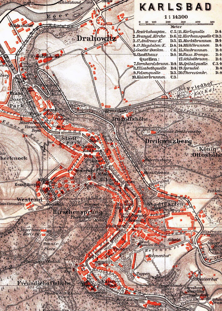 Ausschnitt aus einem Karlsbader Stadtplan um 1900