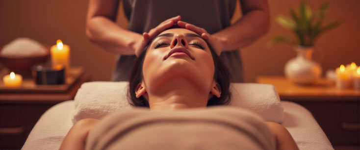 Kopfmassage Anwendung von Frau zu Frau