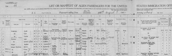 Passagierliste der "Navemar" v. 1942