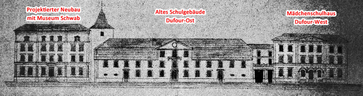 Projekt Neubau mit Museum Schwab vom Solothurner Architekt August Zschokke, 1869.
