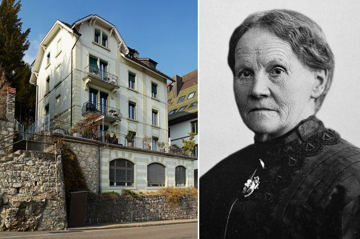 Anna Maria Aegler-Ramser mit Wohnhaus, erbaut 1904 und dem neu eröffneten Café zur Fernsicht.