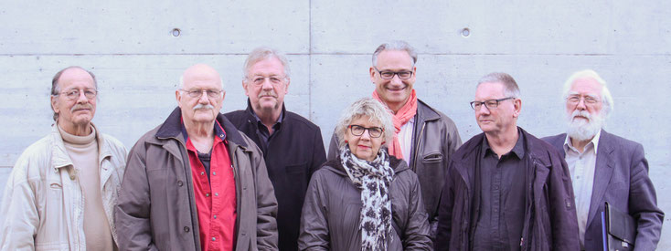 Der Vorstand der Visarte Solothurn bis zur GV 2018, von links nach rechts: Bürkli Heini; Meier Pedro; Barbey Claude, Präsident; Pfister Ursula; Eggenschwiler Norbert; Müller Beat Julius; Breiter Fritz.