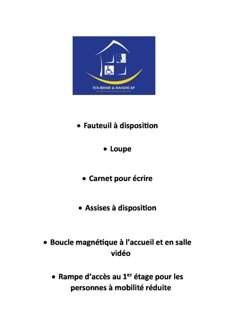 Liste des amménagements efféctués et des objets à disposition.