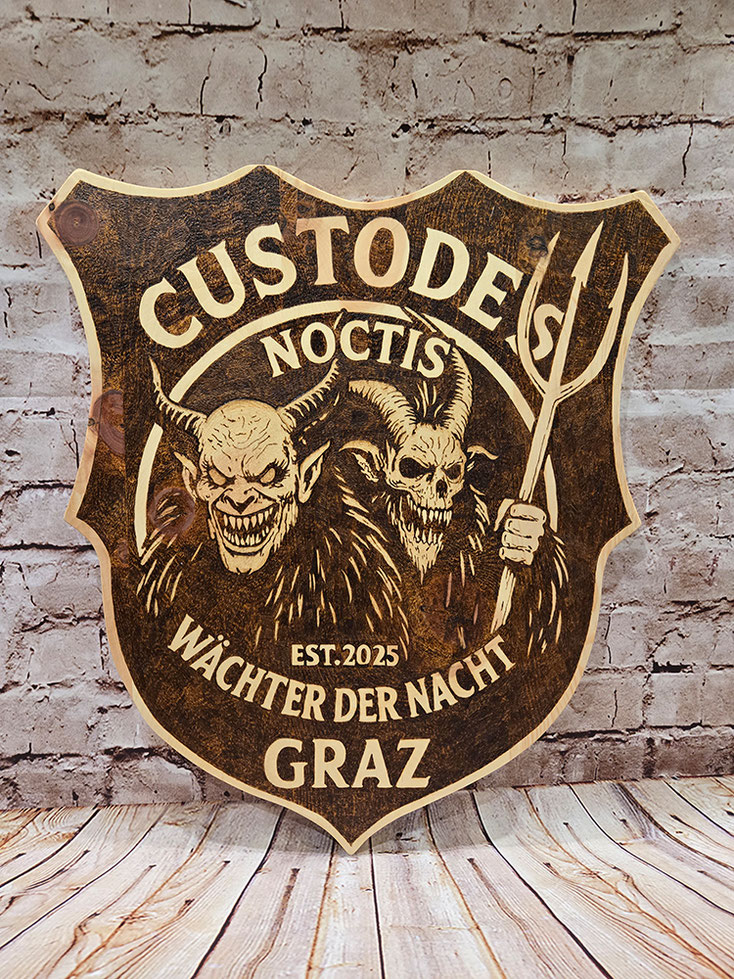 Perchtenlauf, Krampusmaske, Krampuslauf, Krampusschild
