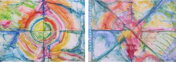 Abstract Painting, Diptych, untitled, Painting on Paper, Mixed techniques