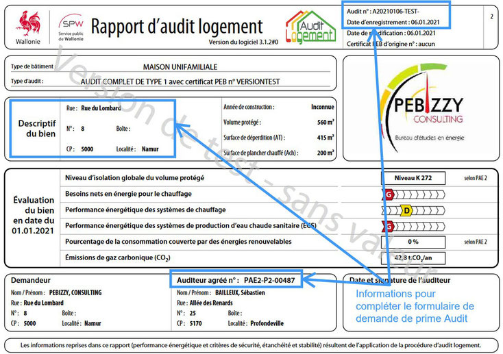 Le rapport d'audit logement est effectué par un auditeur agréé par la région wallonne