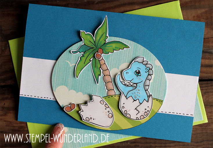Stempel Digi Stamps Dinosaurier für Jungen Geburstags Karte handgemacht Flugsaurier Tyrannosaurus Rex Idee Pop Up Karte von www.stempel-wunderland.de