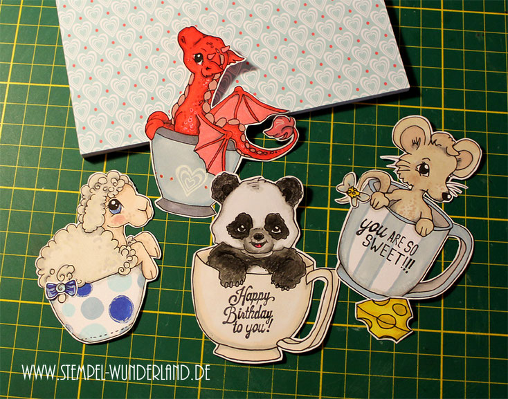 Digi Stamps Drache Maus Pandabär Schaf Schäfchen Dragon Panda Sheep Mouse in a Bottle von www.stempel-wunderland.de