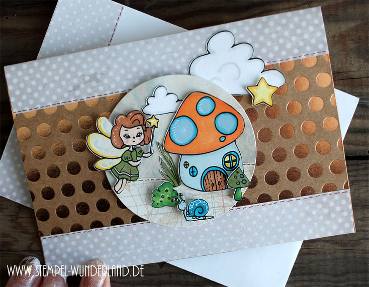 Feen Stempel Digi Stamp Fairyland Fairy Feenland Stern Wolke Feenhaus Schnecke Karte Pop-Up magisch Scrapbooking print and cut handgemacht von www.stempel-wunderland.de