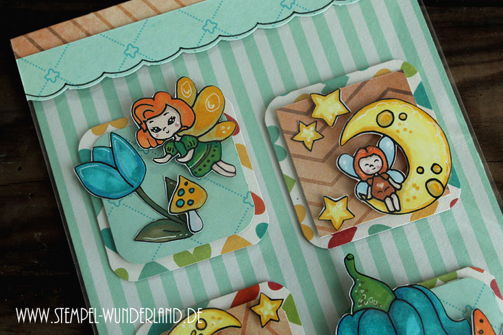 Card Candy Fee Mond Stern Feenhaus Pilz bunt Scrapbooking Stempel Digi Stamps von www.stempel-wunderland.de