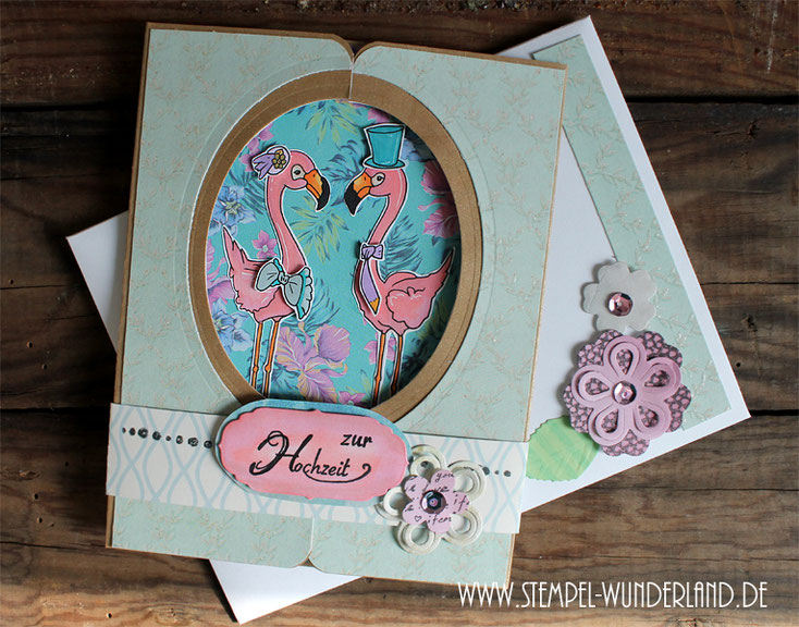 Digi Stamp Flamingo Hochzeit Glückwunsch Karte Hochzeit Hochzeitskarte blumig von www.stempel-wunderland.de