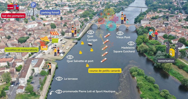 BERGERAC: access map 14 July